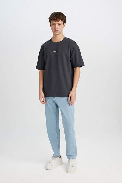 DeFacto Boxy Fit Crew Neck Printed Short Sleeve Heavy Fabric T-Shirt D5494Ax25Sp