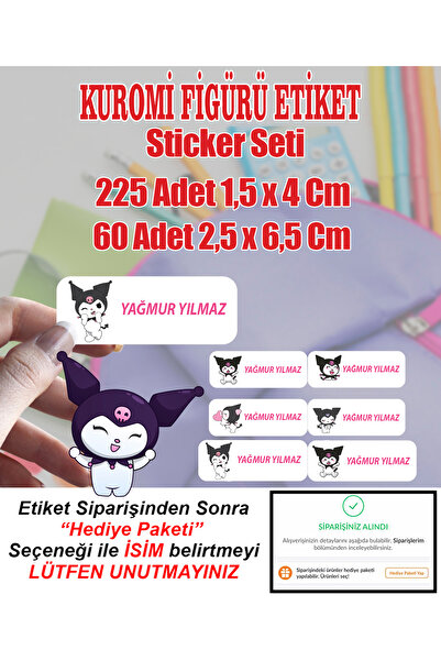 Aysprint Etichetă școlară Kuromi, articole de papetărie, caiet, pix, geantă p...