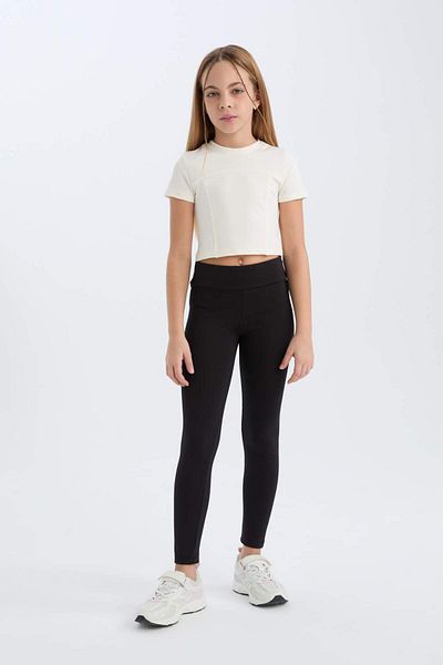 DeFacto Girls Slim Fit Slim Fit Crew Neck Short Sleeve T-Shirt D9789A825Sm