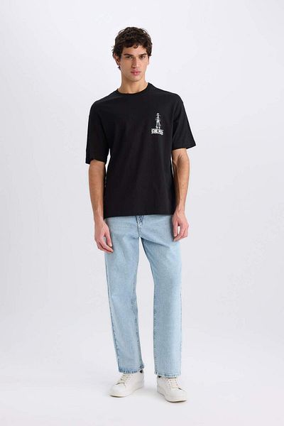 DeFacto 100% Cotton One Piece Boxy Fit Crew Neck Back Printed Short Sleeve T-Shirt D5459Ax25Sp