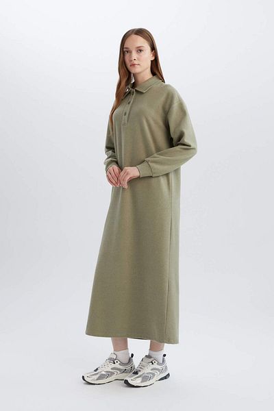 DeFacto Rochie de bază, solidă, cu nasturi, cu mânecă lungă, din țesătură Thessaloniki B7260ax24wn