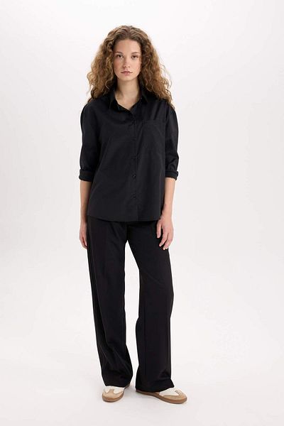 DeFacto Oversize Wide Fit Poplin Long Sleeve Shirt E2294Axns