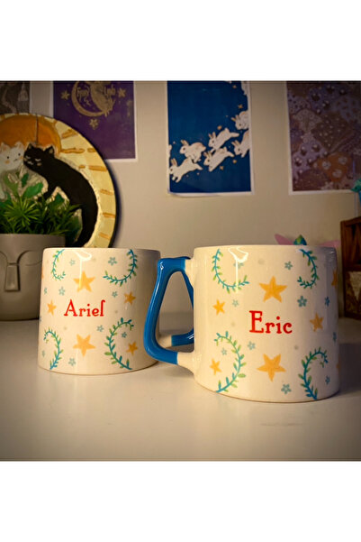 westartic Prenses ve Prens Ariel & Prens Eric 2’li Çift Kupası Bardağı Çay Kahve Fincanı