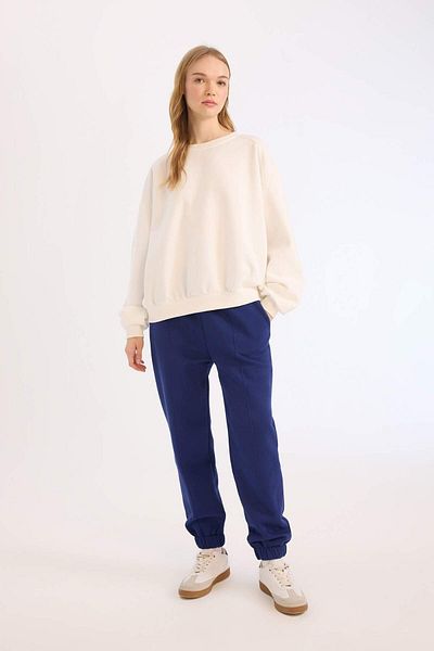 DeFacto Χοντρό Jogger Sweatpants - ίσια με τσέπες και ελαστική μέση E6300AX24WN