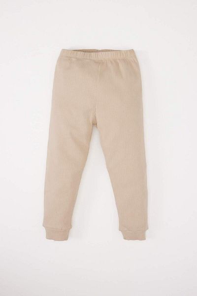 DeFacto Baby-Pyjama-Set für Jungen – geripptes Leibchen, Rundhalsausschnitt, lange Ärmel, elastische Taille