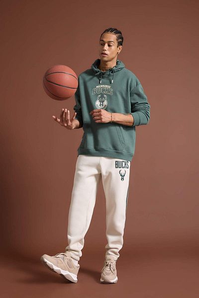 DeFacto Hanorac cu glugă NBA Milwaukee Bucks Box Fit - Buzunar cangur, gros D3246ax24wn