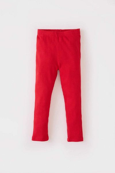 DeFacto Baby-Pyjama-Set für Mädchen, geripptes Leibchen, Rundhalsausschnitt, besticktes Langarm-Oberteil mit elastischem Bund, langes Unterteil