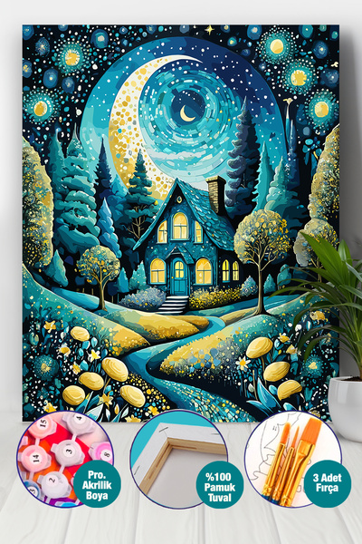 Picasso World Hobby Art Sayılarla Boyama Numaralı Tuval Seti Fırça Boya Dahil...