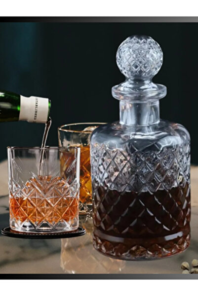 MADAME LUDA Kristal 7 Parça Viski Takımı Seti.1250 ML-Karaf Şişe-6 Adet 340 M...