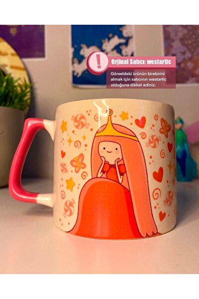 westartic Adventure Time - Bubblegum Baskılı Pembe Kupa Bardak Çay Kahve Fincanı