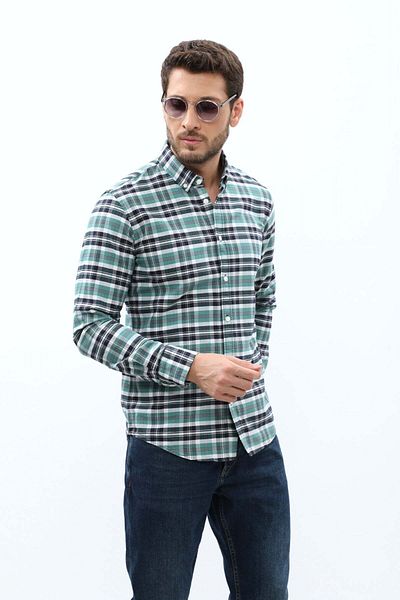 SHIRTSPRO shirtpro oxford regular fit long sleeve button down collar shirt in breyl green color