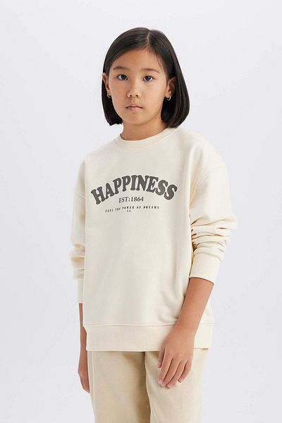 DeFacto Bedrucktes Relax-Fit-Sweatshirt mit Rundhalsausschnitt für Mädchen D9078A825SP