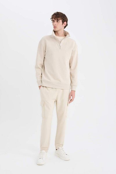 DeFacto Relaxed Fit Stand Collar Zip Thick Sweatshirt E5332Ax24Wn