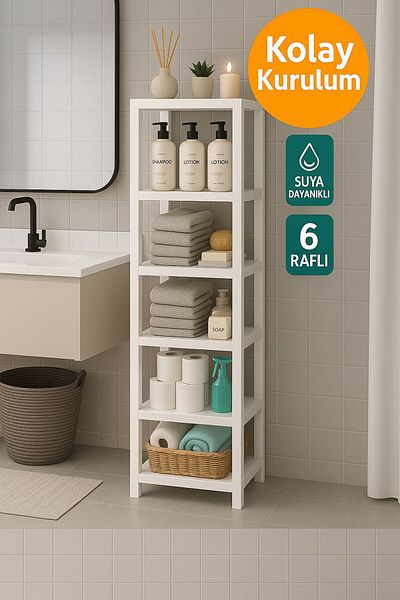 LIUWA Unitate de raft organizator cu 6 niveluri - Raft pentru cărți, baie, bucătărie și organizator pentru pantofi (ALB)