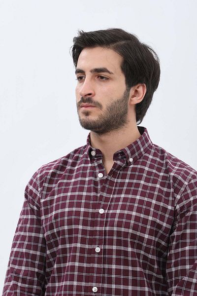 SHIRTSPRO shirtpro oxford regular fit long sleeve button down collar shirt in winetasting color
