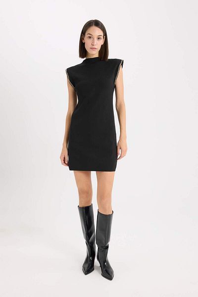 DeFacto Rochie mini fără mâneci, cu jumătate de gât țesut, E2248AX24WN