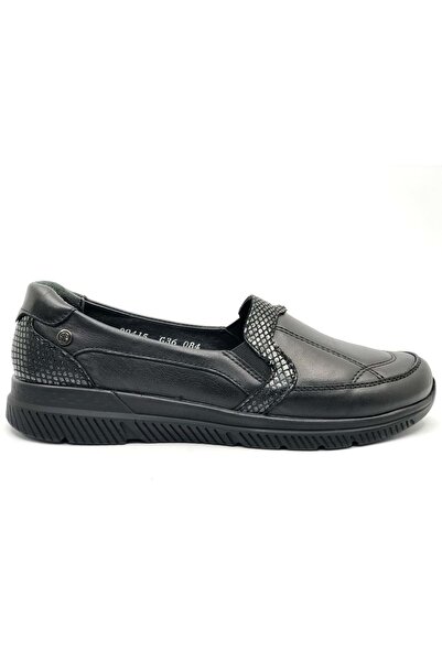 Forelli Dilmen Genuine Leather Orthopedic Comfort Women's Casual Shoes Black