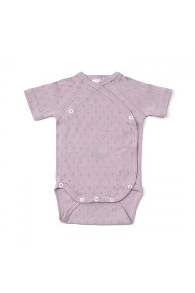 OEM Body cu maneca scurta nou-nascut, din bumbac cu model pointelle, roz