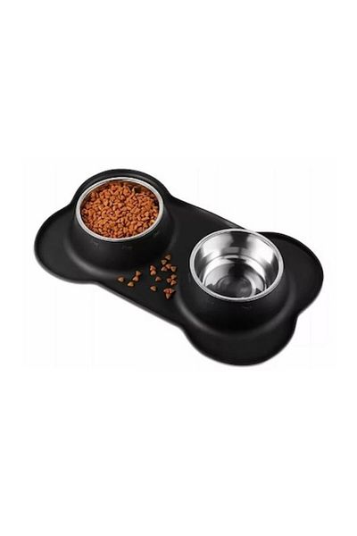 OEM Set 2 boluri pentru caini si pisici, inox & silicon, anti-alunecare, protejeaza pardoseala