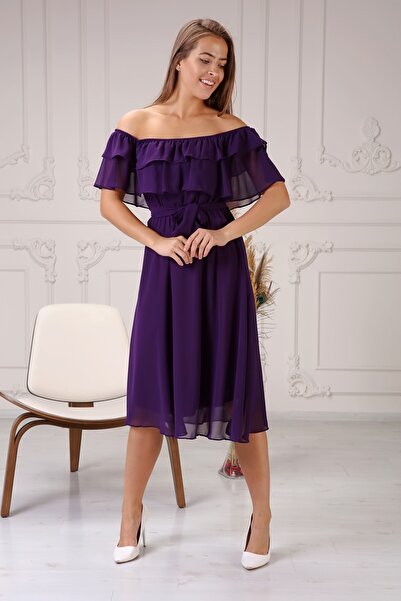 MACFLY Φόρεμα σιφόν με βολάν 583307