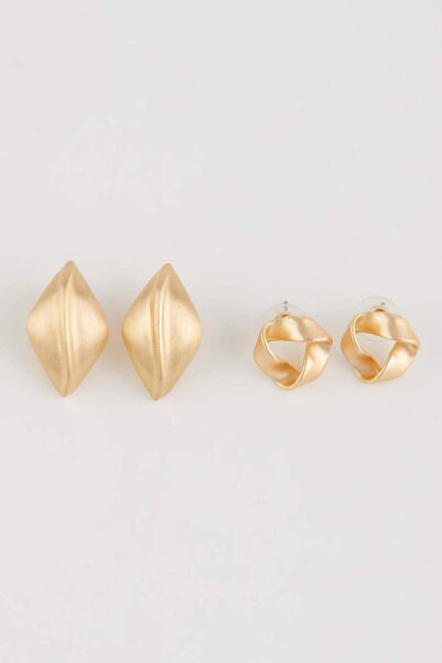 DeFacto Kadın 2'li Mat Gold Küpe E1327AXNS