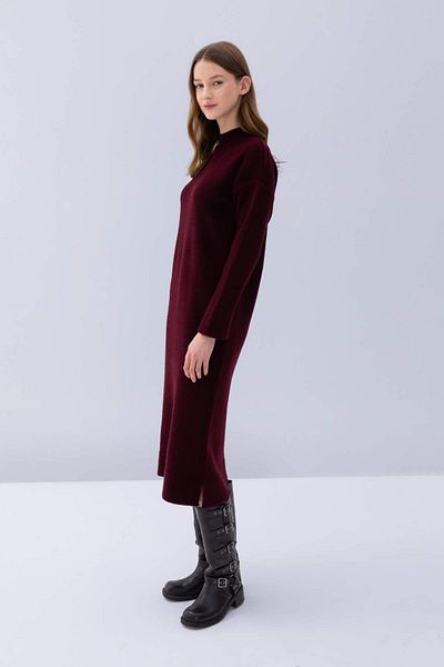 DeFacto Μίντι πλεκτό μπορντό φόρεμα Relax Fit Half Turtleneck 3195157