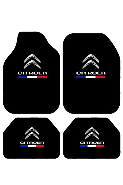 BigArts Home Citroën Logolu Fransız Bayraklı Siyah Dekoratif Oto Paspas Takım...