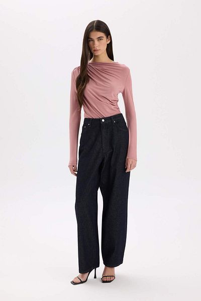DeFacto Bluză de bază cu mânecă lungă, cu decolteu barcă, slim fit D5300AX24AU