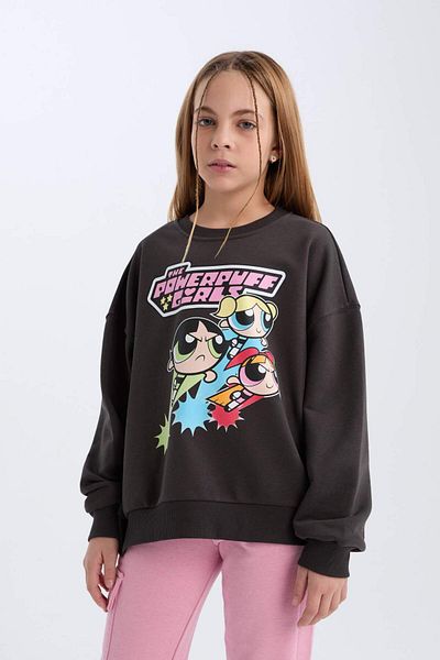 DeFacto Hanorac pentru fete Powerpuff Girls Oversize Wide Fit Crew Deck D2823a8