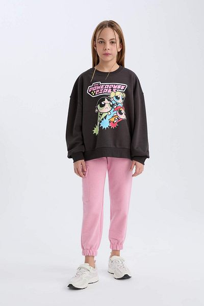 DeFacto Hanorac pentru fete Powerpuff Girls Oversize Wide Fit Crew Deck D2823a8