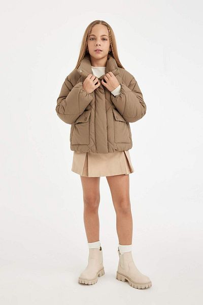 DeFacto Girls Water Repellent down Coat Stand Collar Pocket Zip C6335A824Au
