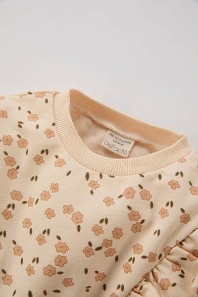DeFacto Baby-Mädchen-Sweatshirt mit Rundhalsausschnitt und Blumendruck, weiches, pelziges Sweatshirt D7186A524WN