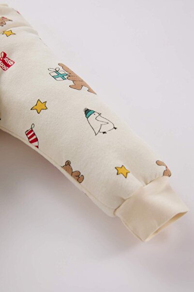 DeFacto 2.5 Tog New Year's Themed Baby Boy Sleeping Bag - Zip-Up, Long Sleeve, Combed Cotton D6506A524Wn
