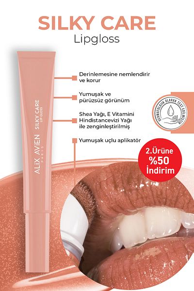 Alix Avien Protective, Moisturizing, Plump-Looking Lip Gloss - Silky Care Lipgloss 301 Pure Copper