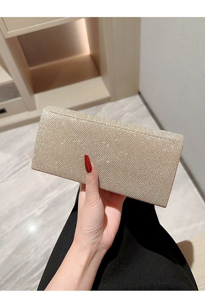 Generic حقيبة كلاتش نسائية لامعة لامعة، حقيبة يد مغلفة، حقيبة سلسلة، حقيبة كروس بودي لحفلات الزفاف