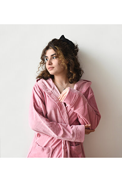 Özgüner Oyuncak Pabtex Women's Niki Velvet Dressing Gown – Robe Design with Ears, Comfortable and Stylish Winter Model