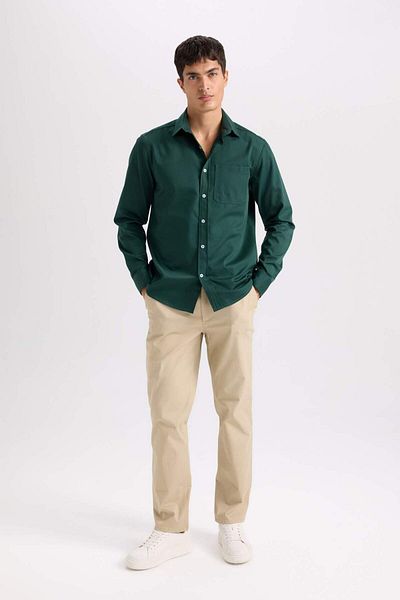DeFacto Regular Fit Polo Neck Gabardine Long Sleeve Shirt D4934Ax24Au