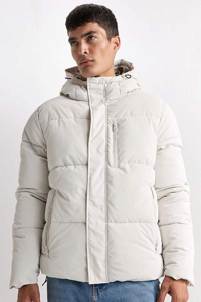 DeFacto Wasserabweisende aufblasbare Jacke mit Kapuze und Reißverschlusstasche A2478AX24WN
