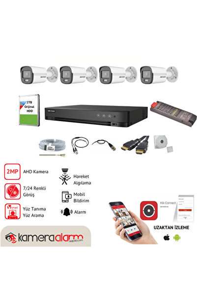SUNVEO HIKVISION 4 KAMERALI, GECE GÜNDÜZ RENKLİ GÖRÜŞLÜ, SES KAYITLI, YÜZ TAN...