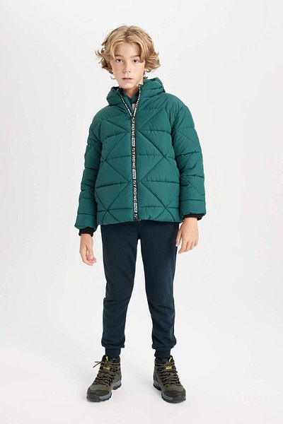 DeFacto Boy's Water Repellent Hooded Zipper Pocket Coat C7385A824Wn