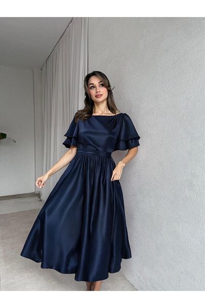 ESSEDRESS Rochie de seara din satin Lisa pentru dama 583219   albastru închis