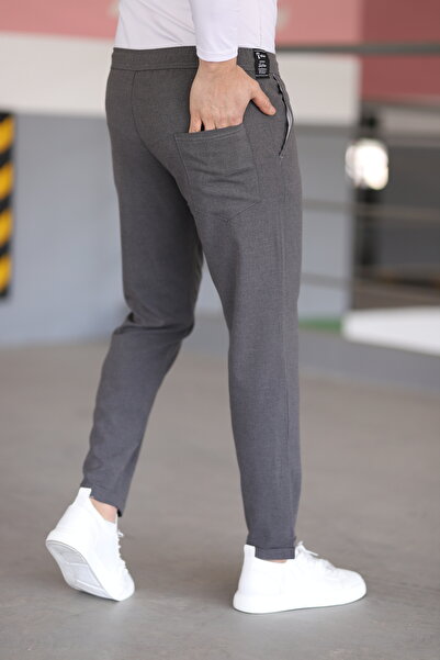 hello7 Erkek Gri Dar Kesim Duble Paça Kaliteli Esnek Jogger Pantolon