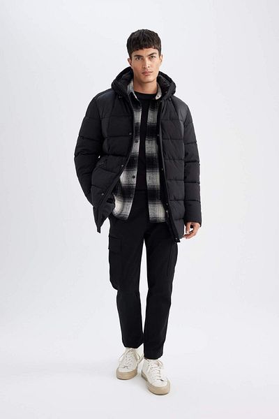 DeFacto Parka cu jumătate de căptușeală cu glugă, slim fit 3113683