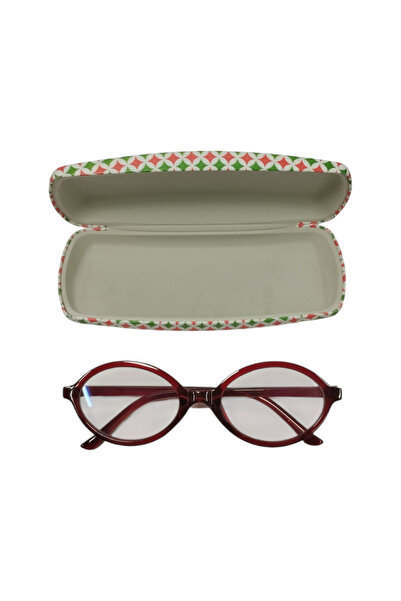 bonjorno aksesuar Oval Patterned Glasses Case for Optical Frame (Solid) with Cleaning Cloth Gift
