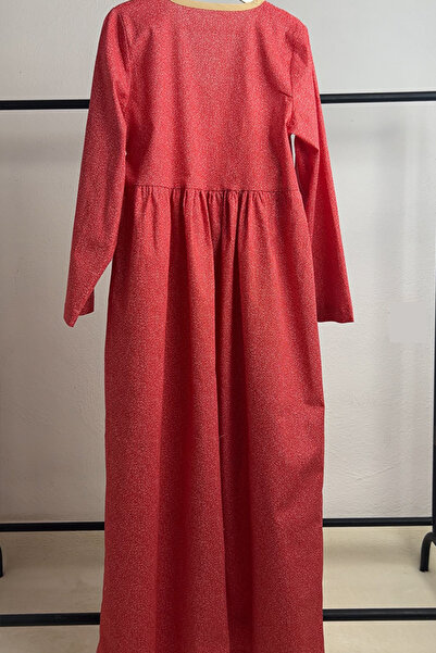 Masnu Çocuk Girl's Red White Polka Dot Lycra 100% Cotton Prayer Dress