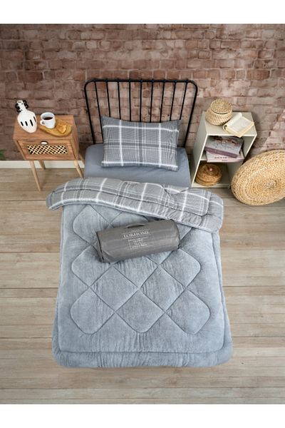 Sudem Home Collection Αν δεν βρέχει - Παπλωματοθήκη και μαξιλαροθήκη Luxury Elite για ένα άτομο, Sapphire Grey