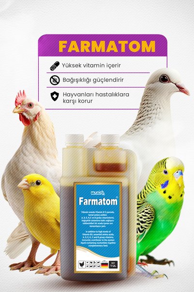 Munich Vet Farmatom Vitamin Kanatlı Hayvan Vitamini 1 Litre - Kuşlar Için Vitamin