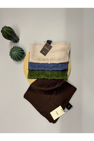 ASUDE F Desen Pamuk Jakar Eşarp Kahverengi