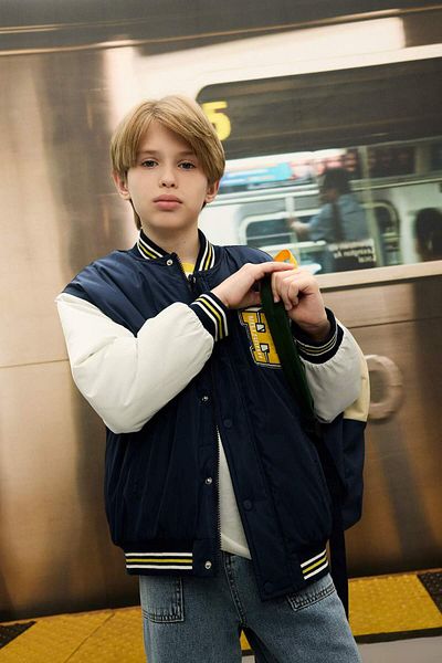 DeFacto Boy Water Repellent College Collar Bomber Coat C5984A824Au