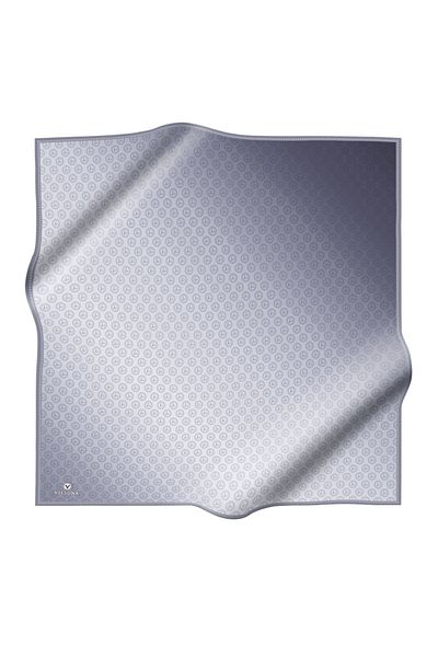 Vissona 100% Twill Silk Monogram Μοτίβο Ασημί Χρώμα 90x90 Φουλάρι Σχήμα Φύτευσης: Ράψιμο στο χέρι